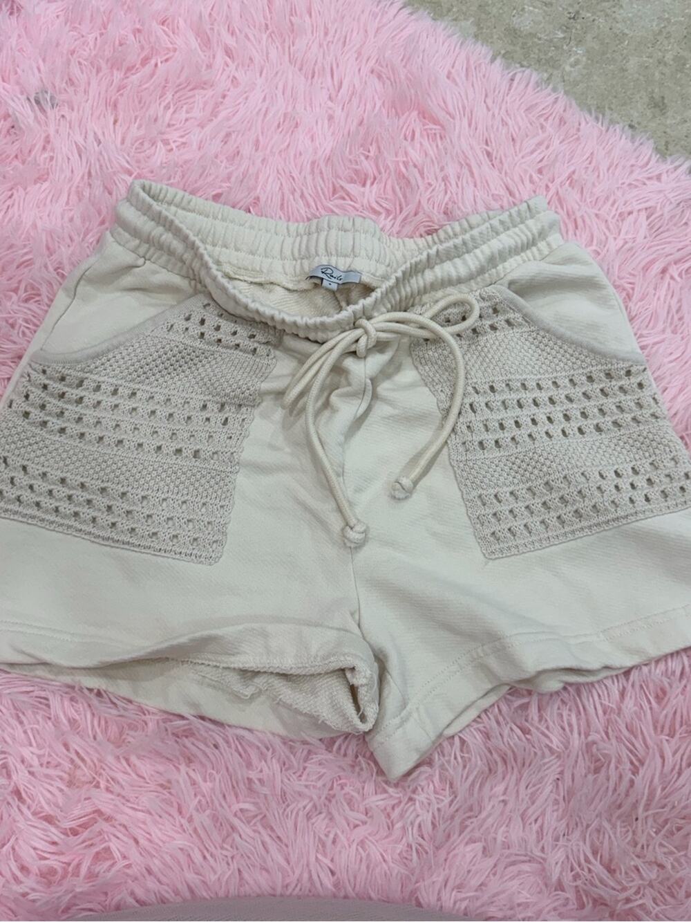 Rails Cream Knit-Pocket Drawstring Athletic Shorts
